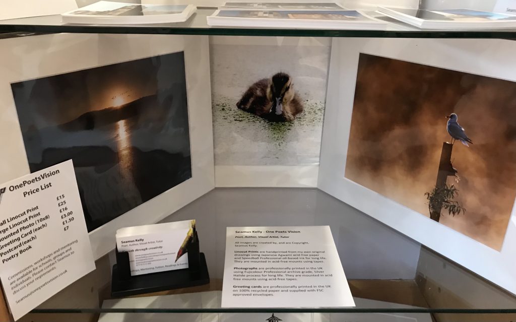 Mounted photos of Hollingworth lake and waterfowl